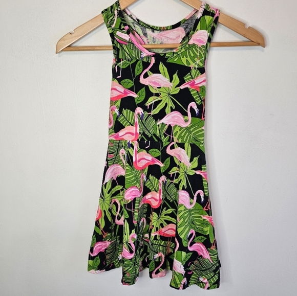 Children's Place Girls Sleeveless Flamingo Print Knit Racerback Dress Si… - Picture 2 of 4